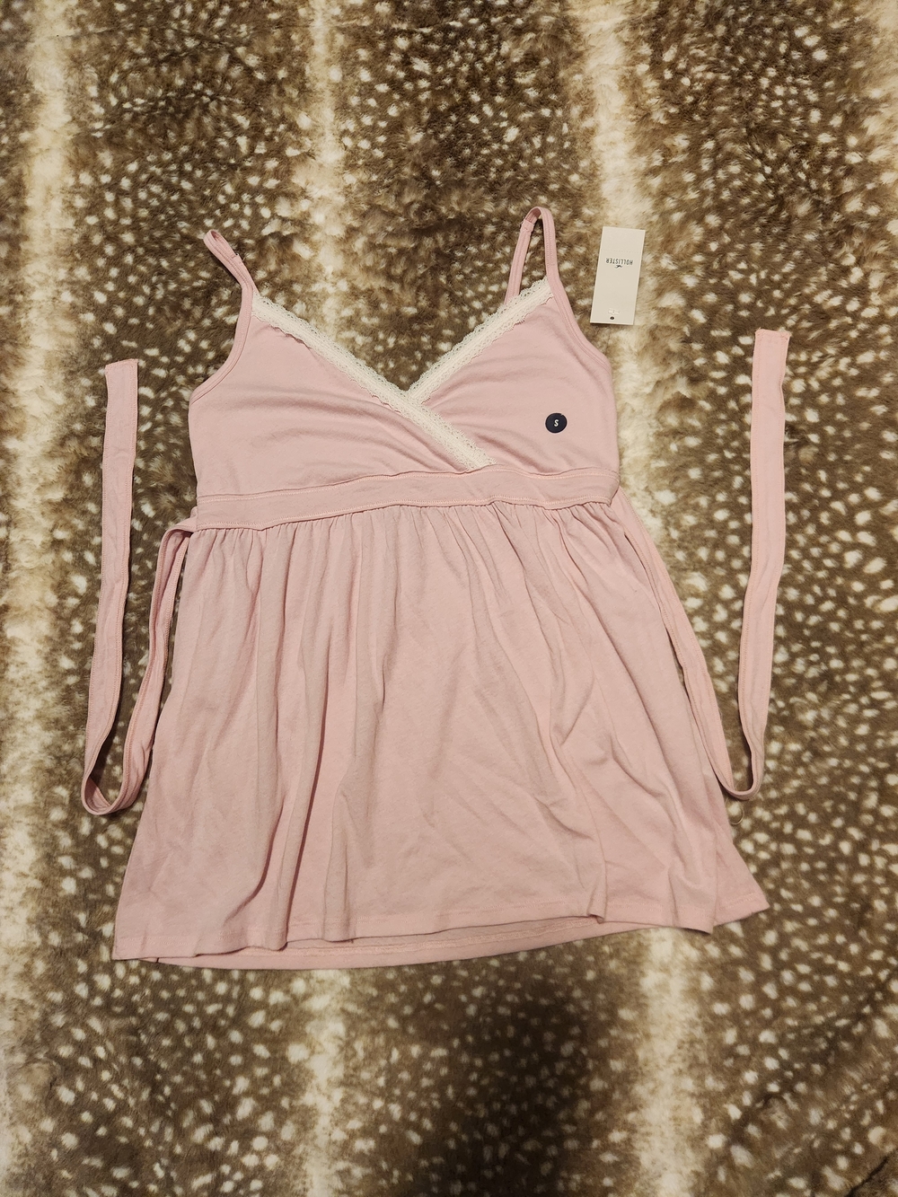 Hollister Baby pink wrap front babydoll cami with ties new with tags